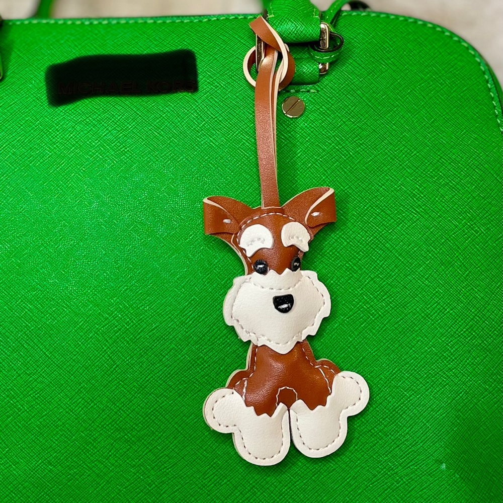 Brown and Cream Dog Keychain
